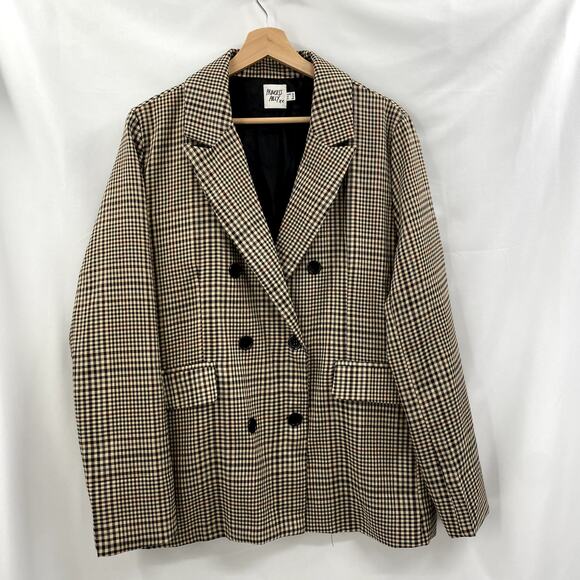 Princess polly Mrs Nancy plaid oversized blazer jacket - Picture 3 of 8